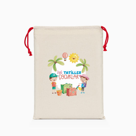 İyi Tatiller Baskılı Ham Bez Kese