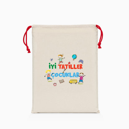 İyi Tatiller Baskılı Ham Bez Kese