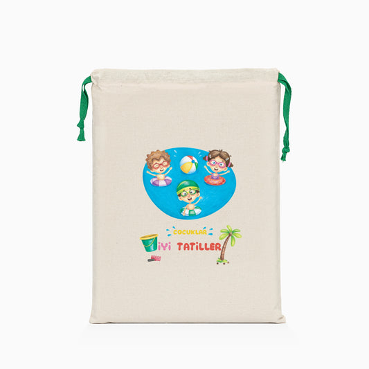 İyi Tatiller Baskılı Ham Bez Kese